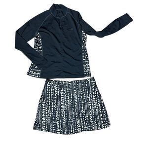Coolibar women’s large (2) piece set skort long sleeve top upf sun safe